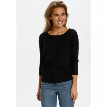 Свитер с круглым вырезом Saint Tropez "MilaSZ A2561", смесь благородных материалов в НОВЫХ ЦВЕТАХ, черный