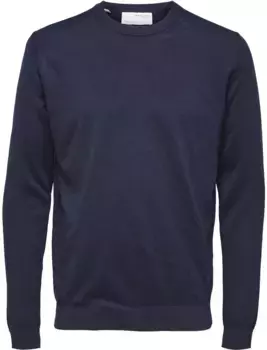 Свитер с круглым вырезом SELECTED HOMME "OWN MERINO COOLMAX KNIT", синий