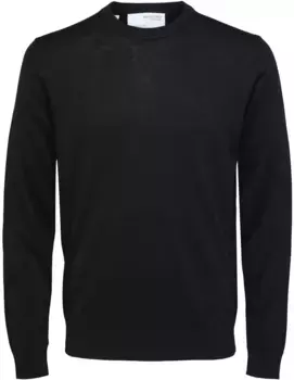 Свитер с круглым вырезом SELECTED HOMME "OWN MERINO COOLMAX KNIT", черный