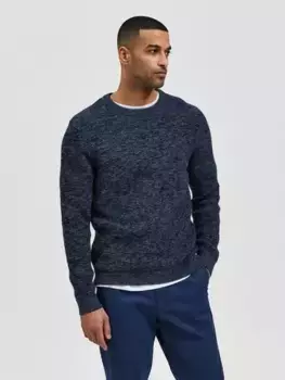 Свитер с круглым вырезом SELECTED HOMME "SLHVINCE LS KNIT BUBBLE CREW NECK NOOS", цвет Dark Sapphire