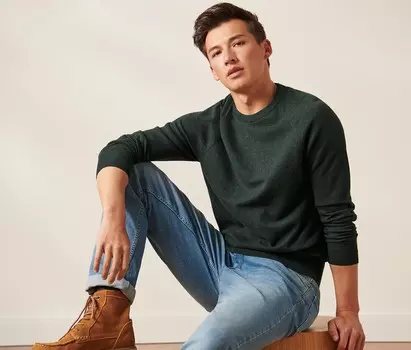 Свитер с круглым вырезом Tchibo, темно-зеленый