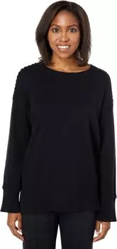 Свитер с круглым вырезом Today’s Agenda с плетеной отделкой Elliott Lauren, черный