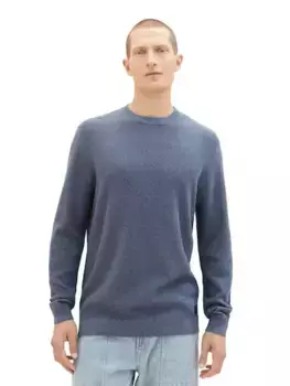 Свитер с круглым вырезом TOM TAILOR в крапинку, цвет Vintage Indigo Blue
