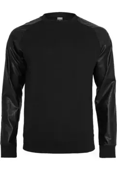 Свитер с круглым вырезом URBAN CLASSICS " Urban Classics Men's Raglan Leather имитация Crew", черный