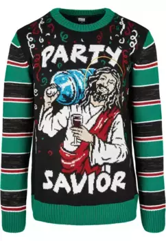 Свитер с круглым вырезом URBAN CLASSICS " Urban Classics Men's Savior Christmas Sweater", зеленый