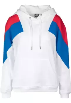 Свитер с круглым вырезом URBAN CLASSICS " Urban Classics Ladies Oversize 3-Tone Block Hoody", цвет White/Firered/Brightblue