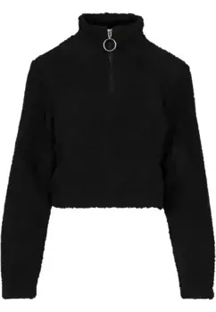 Свитер с круглым вырезом URBAN CLASSICS " Urban Classics Ladies Short Sherpa Troyer", черный