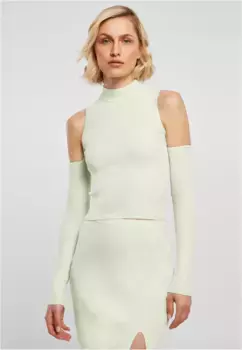 Свитер с круглым вырезом URBAN CLASSICS " Urban Classics Ladies с длинным рукавом и вязаными ребристыми рукавами", мятный