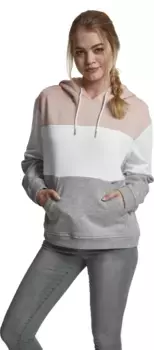Свитер с круглым вырезом URBAN CLASSICS " Urban Classics Ladies Oversize 3-Tone Hoody", цвет Lightrose/White/Grey