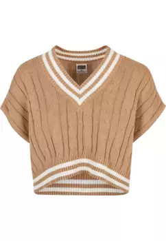 Свитер с круглым вырезом URBAN CLASSICS " Urban Classics Ladies Cropped Knit College Slipover", бежевый