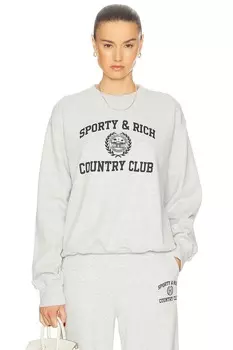Свитер с круглым вырезом Varsity Crest Sporty & Rich, цвет Heather Gray & Navy