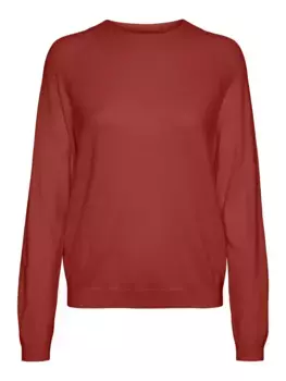 Свитер с круглым вырезом Vero Moda "VMHAPPINESS LS RAGLAN PULLOVE GA BOO REP", цвет Red Ochre Detail:Solid