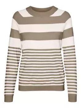 Свитер с круглым вырезом Vero Moda "VMHAPPINESS LS RAGLAN PULLOVE GA BOO REP", серебристый