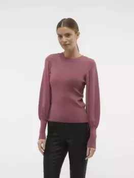 Свитер с круглым вырезом Vero Moda "VMHOLLYKARISPUFF LS O-NECK PULLOV GA BOO", цвет Dry Rose