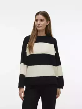Свитер с круглым вырезом Vero Moda "VMNATAHLIE LS O-NECK PULLOVER GA NOOS", цвет Black Stripes:Birch