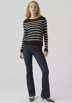 Свитер с круглым вырезом Vero Moda "VMNOVA LS O-NECK PULLOVER GA NOOS", цвет Black Stripes:Birch