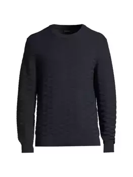 Свитер с круглым вырезом в плетеную сетку Club Monaco, темно-синий