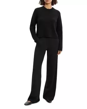 Свитер с круглым вырезом в рубчик Theory из фетра, черный