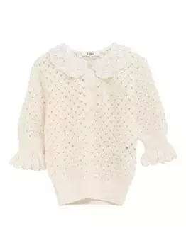 Свитер с кружевным воротником CHLO, белый