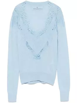 Свитер с кружевными деталями Ermanno Scervino, синий