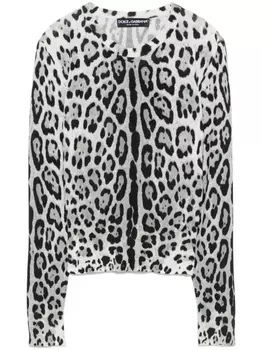 Свитер с леопардовым принтом Dolce & Gabbana, серый