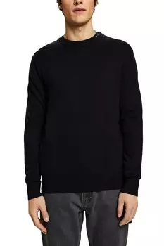 Свитер с лиоцеллом и овальным вырезом Esprit, черный