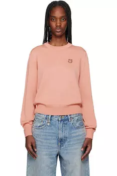 Свитер с лисой, аппликация на груди Maison Kitsun, красный