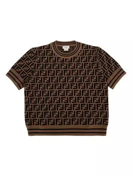 Свитер с логотипом FF Fendi Kids, коричневый
