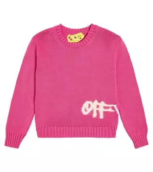 Свитер с логотипом из смесового хлопка Off-White Kids, розовый