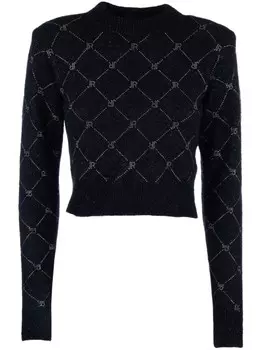 Свитер с логотипом из стразов John Richmond, черный