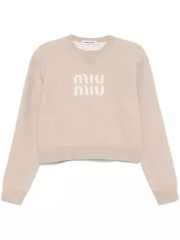 Свитер с логотипом Miu Miu, нейтральный цвет