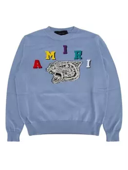 Свитер с логотипом-жаккардом AMIRI KIDS, синий