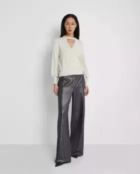 Свитер с люрексом и вырезом на горловине Trucco, бежевый