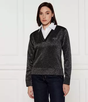 Свитер с люрексом Regular fit Karl Lagerfeld, черный