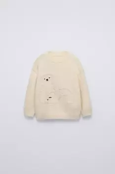 Свитер с медведем ZARA, экрю