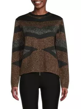 Свитер с металлизированным принтом и геометрическим принтом Yal New York, золото