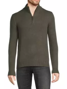 Свитер с молнией на четверть длины из мериносовой шерсти Saks Fifth Avenue, цвет Grass Land