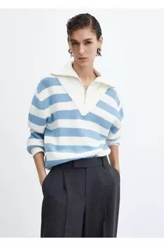 Свитер с молнией на воротнике Mango, синий