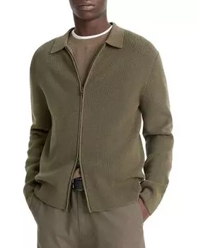 Свитер с молнией спереди Regular Fit Vince, зеленый