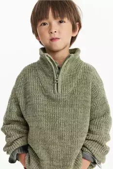Свитер с молнией сверху H&M, зеленый