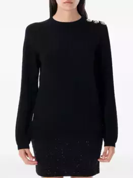 Свитер с монограммой и пуговицами BALMAIN, черный