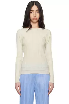 Свитер с мягкими складками Pleats Please Issey Miyake, цвет cream