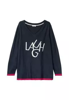 Свитер с надписью интарсия sheego, цвет Nachtblau