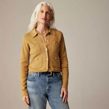 Свитер с накладными карманами женская куртка J.Crew, коричневый