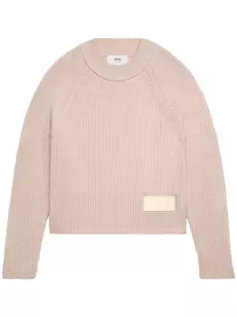 Свитер с нашивкой-логотипом AMI Paris, розовый