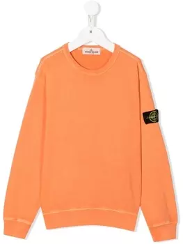 Свитер с нашивкой-логотипом Stone Island Junior, оранжевый