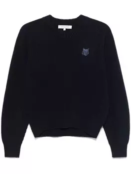 Свитер с нашивкой на голову «Лиса» Maison Kitsun, синий