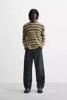 Свитер с необычными полосами ZARA, желтый