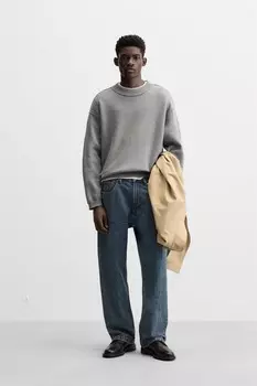 Свитер с необычными швами ZARA, серый мергель