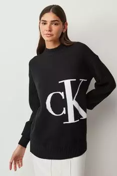 Свитер с объемным логотипом Calvin Klein Jeans, черный
